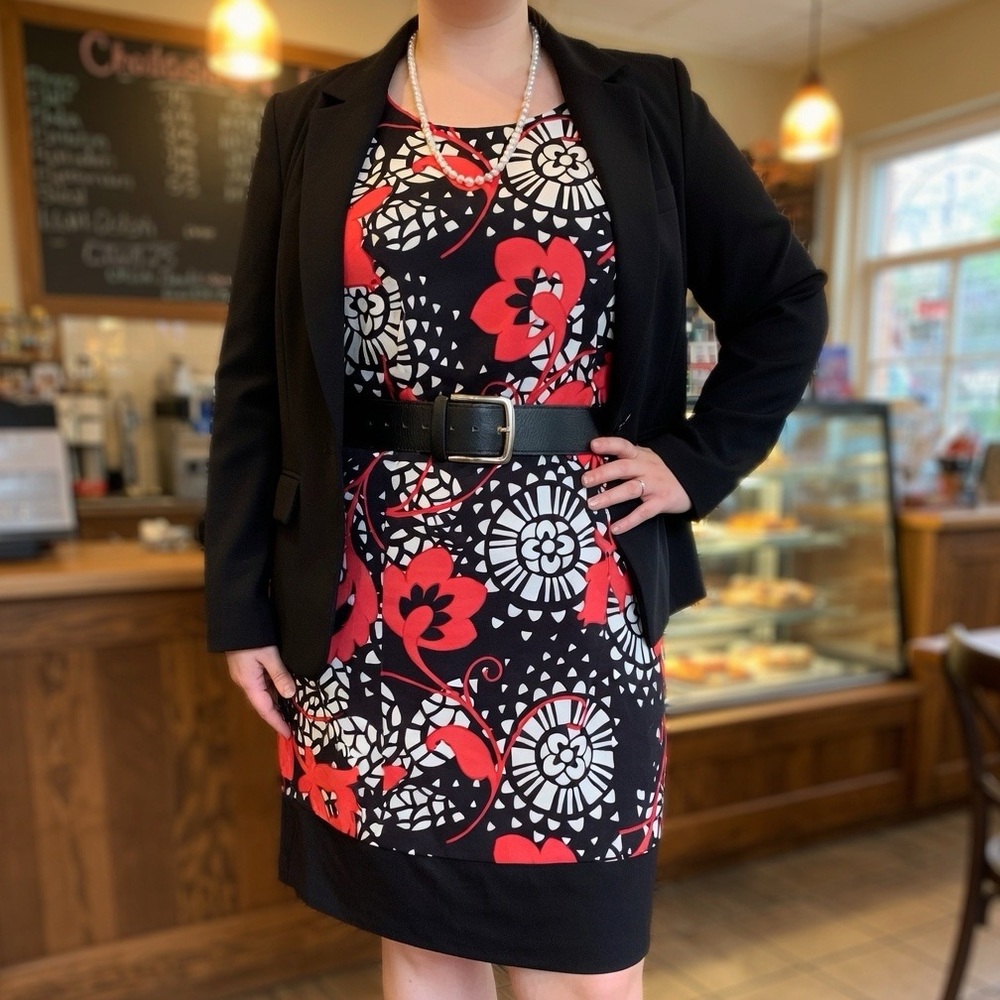 Alyx Black and Red Floral Midi Dress